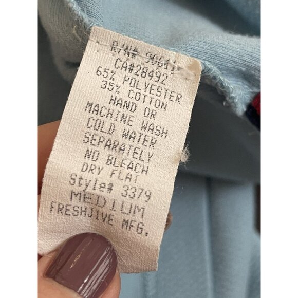 VTG 90s Y2K Fresh Jive Skate Rave Wear Short Sleeve V Neck Shirt Men’s Sz M Blue - Picture 11 of 12